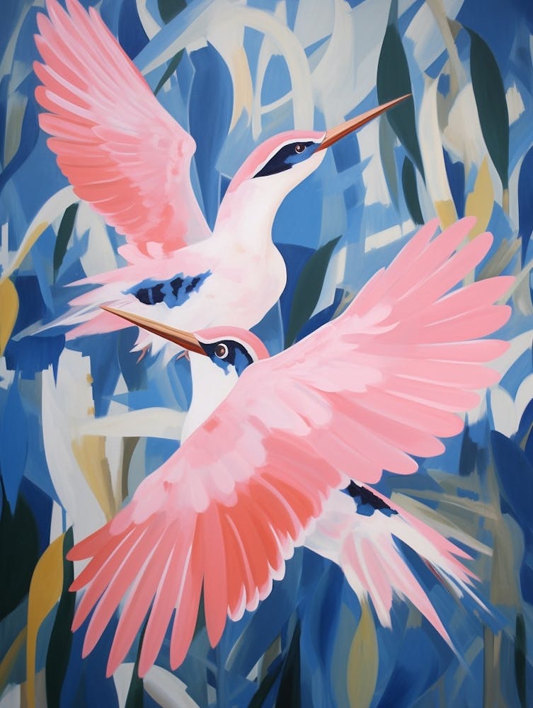 Pink Ethereal Bird Painting Kingfisher 1