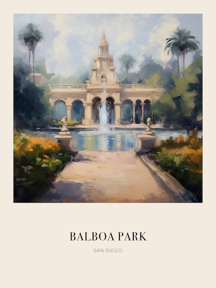 Balboa Park San Diego 2 Vintage Cezanne Inspired Poster