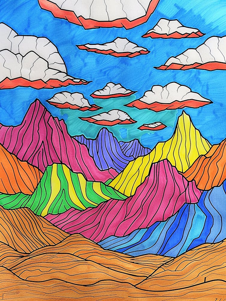 Rainbow Mountains Royalty Free Illustration