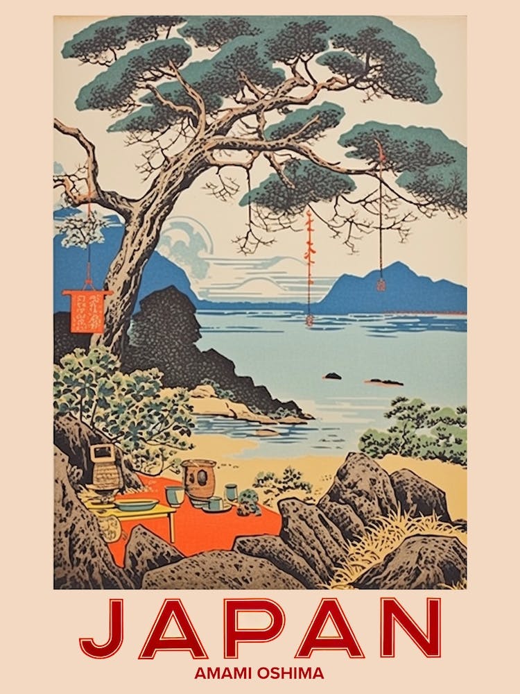 Amami Oshima, Visit Japan Vintage Travel Art 2