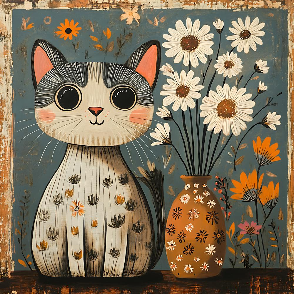 Cat With Flowers 23