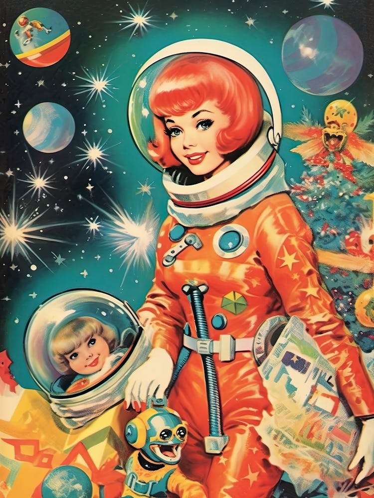 Vintage Astronaut Girl Kitsch 1