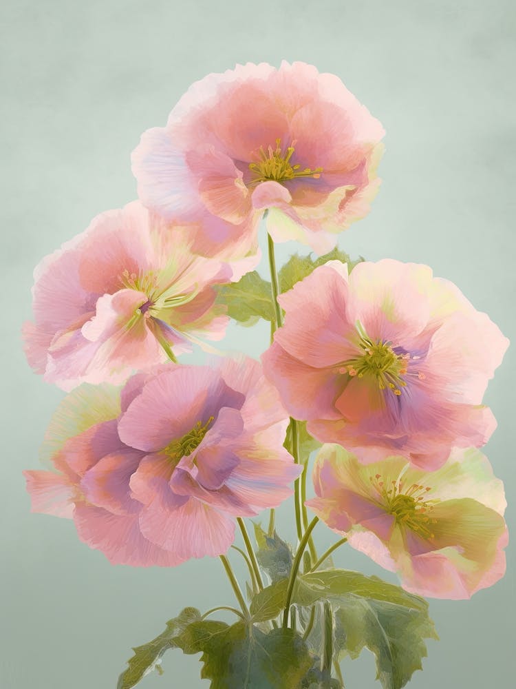 Hydrangea Flowers Acrylic Painting In Pastel Colours 1