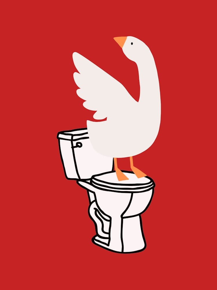 Silly Goose on Toilet Red