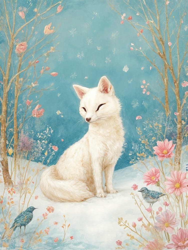 Little White Fox In The Last Snow