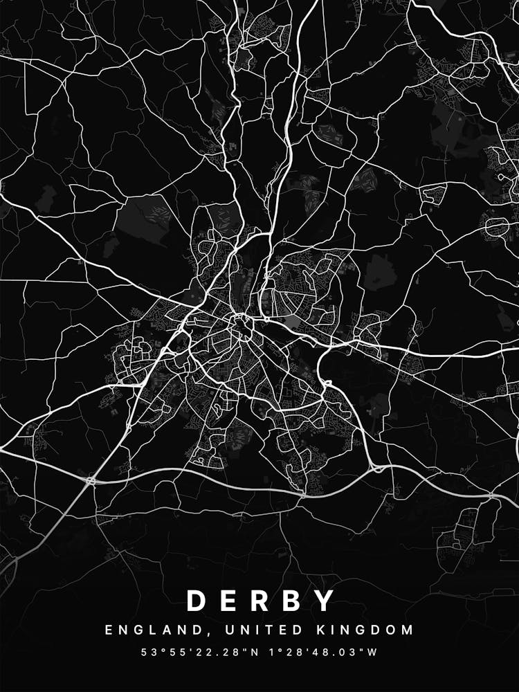 Derby England Black Map