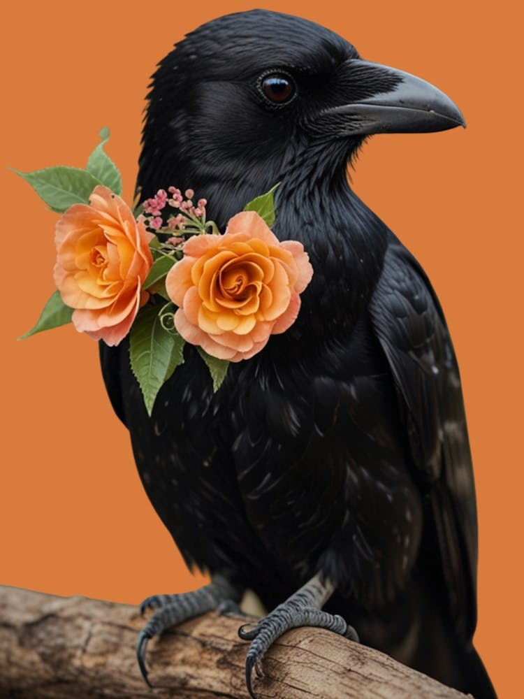Crow With Roses