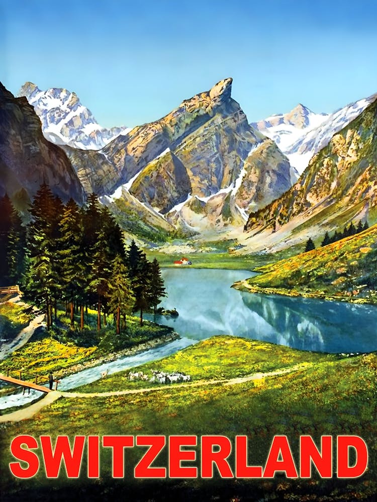Beautiful Nature Of Switzerland, Vintage Photo Poster