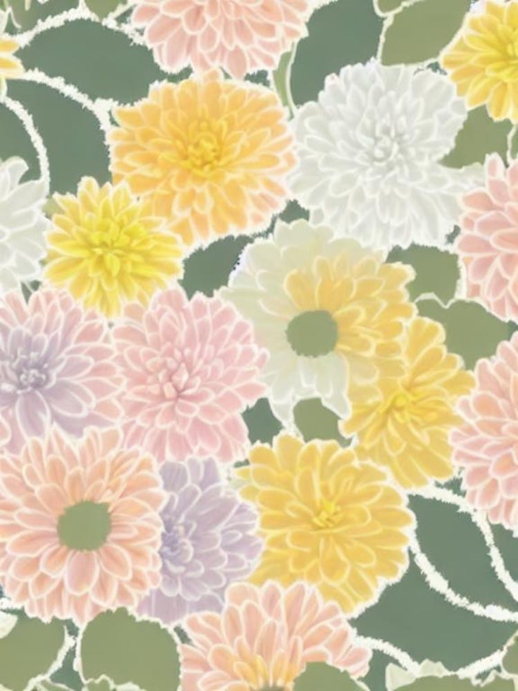 Chrysanthemums Pastel Floral 5 Flower