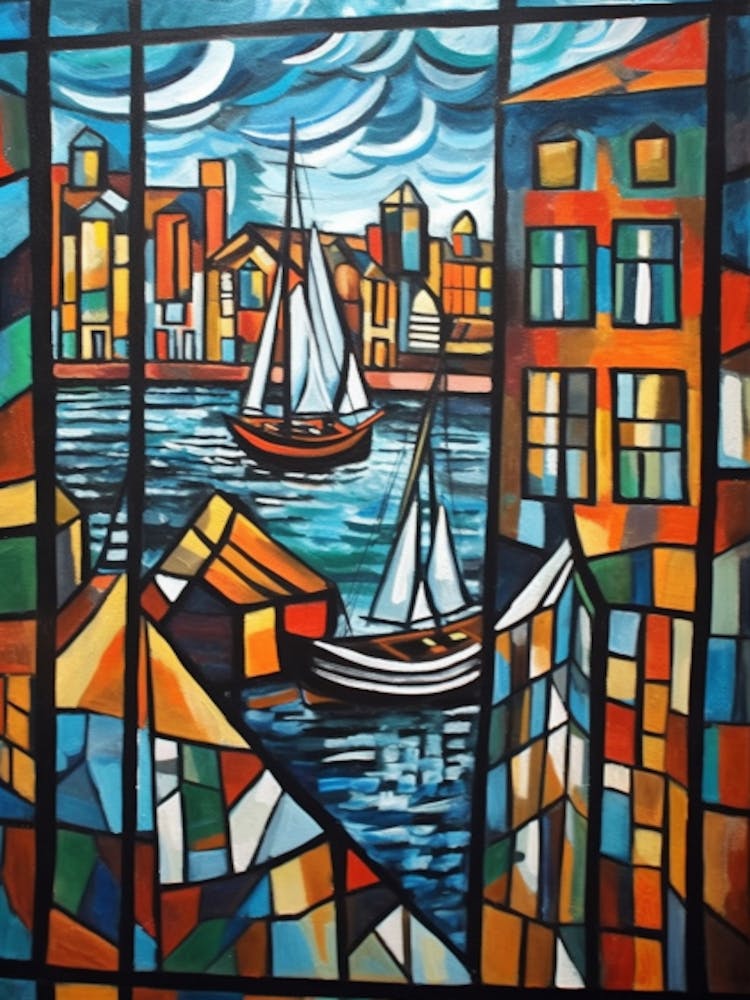 Window View Of Copenhagen Denmark In The Style Of Cubism 1