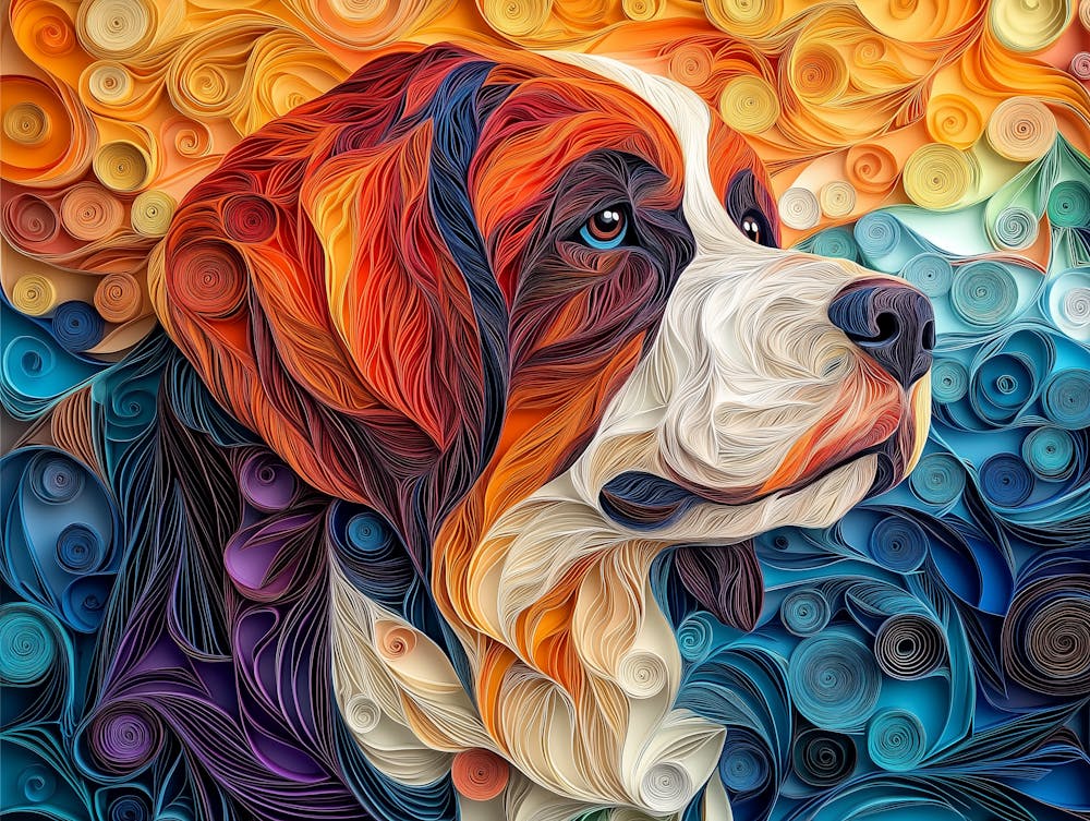 Saint Bernard Paper Quilling Dog Portrait