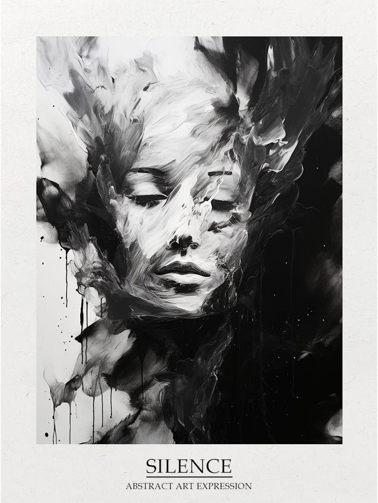 Silence Abstract Black And White 11 Poster