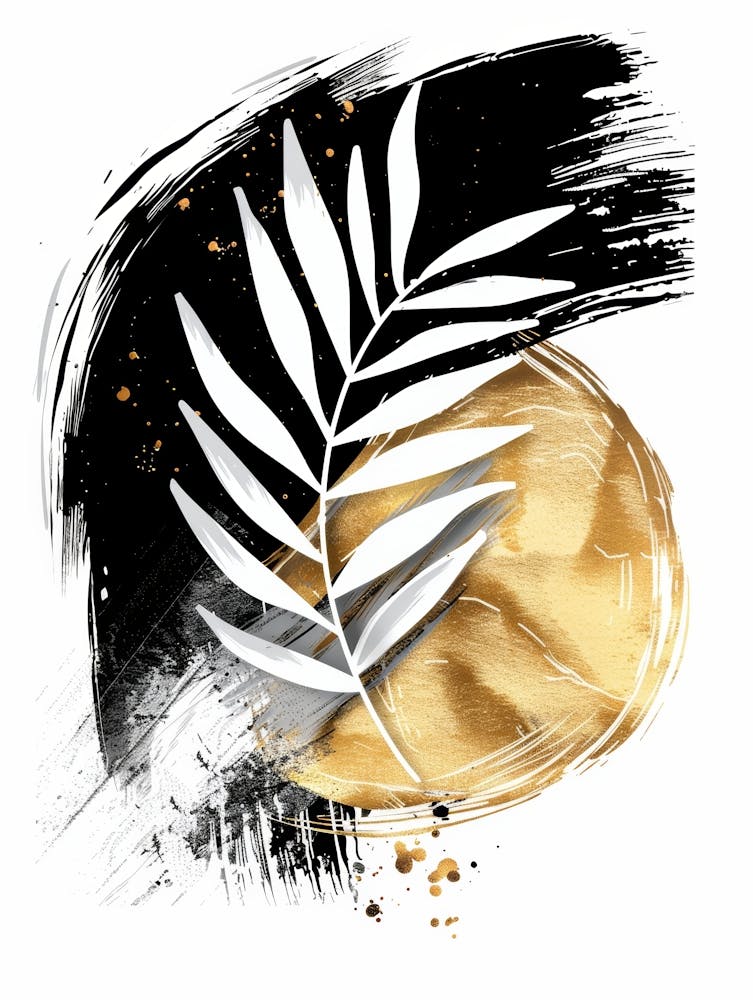 Gold And Black Palm Leaf