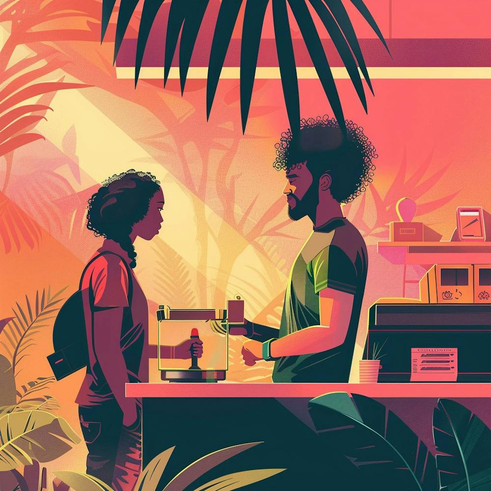 Illustration Of A Couple At A Coffee Shop