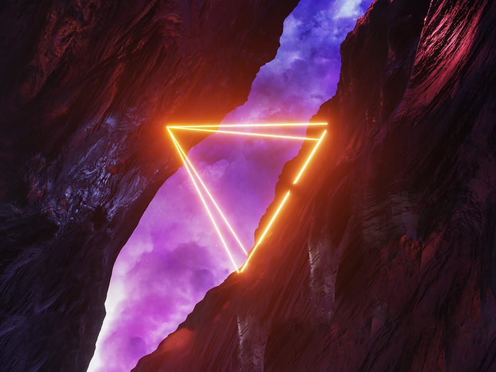Neon landscape: Triangle [synthwave/vaporwave/cyberpunk] — aesthetic retrowave neon poster
