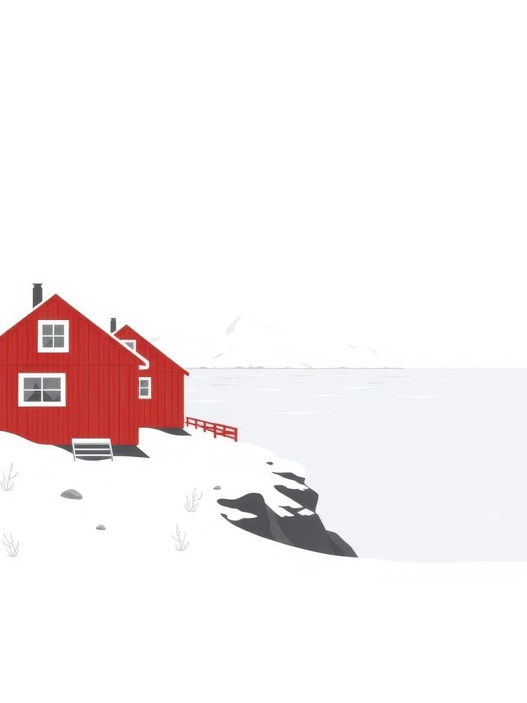 Red House In The Snow