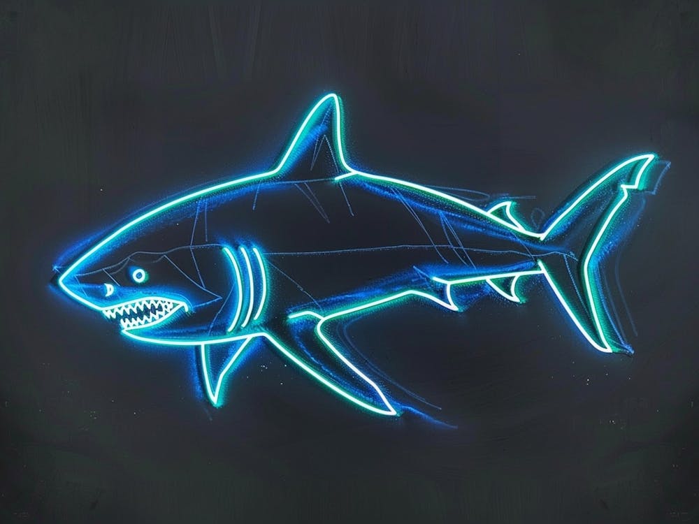 Blue Neon Great White Shark 6