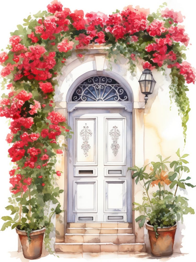 Malaga, Espagne Portes Méditerranéennes Peinture à l'Aquarelle 3