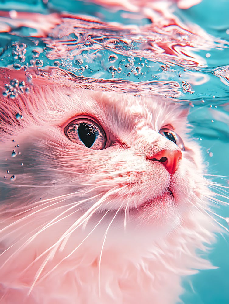 Pink Cat Underwater 2