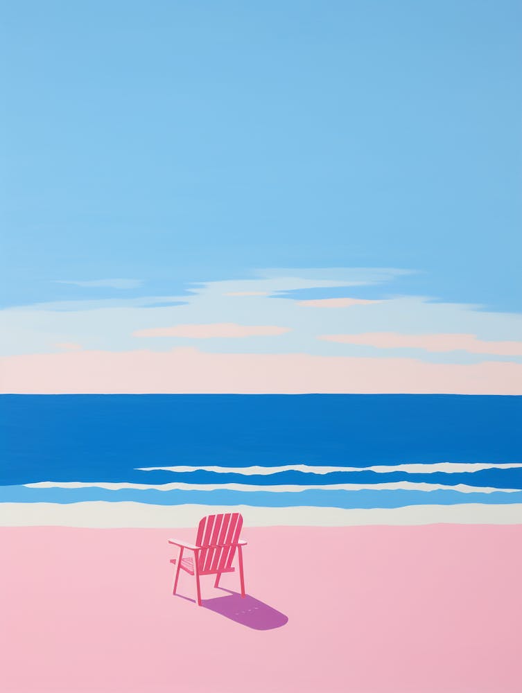 Matisse-inspiriertes Farbenfrohes Strand-Meer-Poster