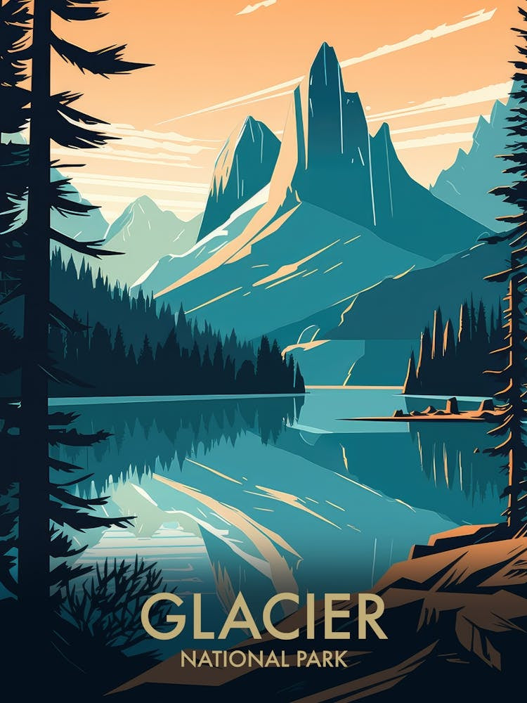Glacier National Park Vintage Travel Poster 17