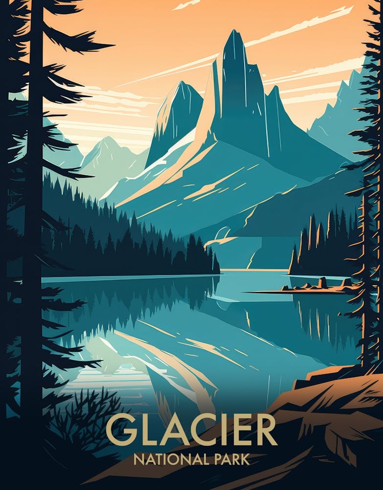 Glacier National Park Vintage Travel Poster 17