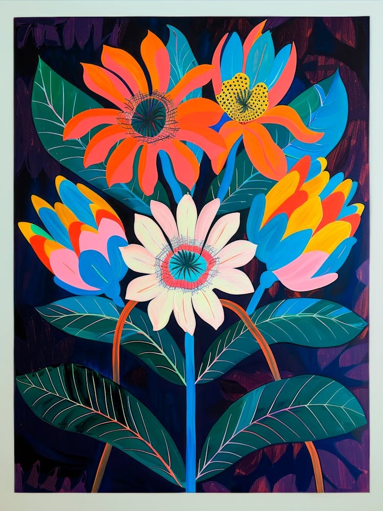 Flowers on Dark. Decorative