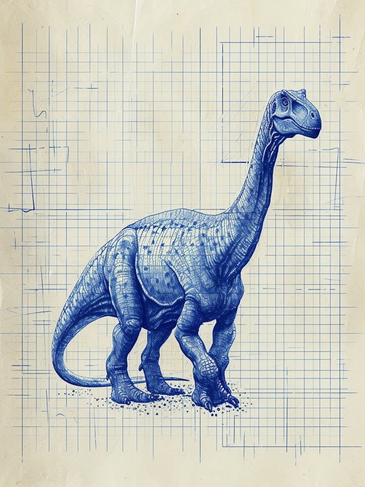 Dinosaur Blue Print Graph Style