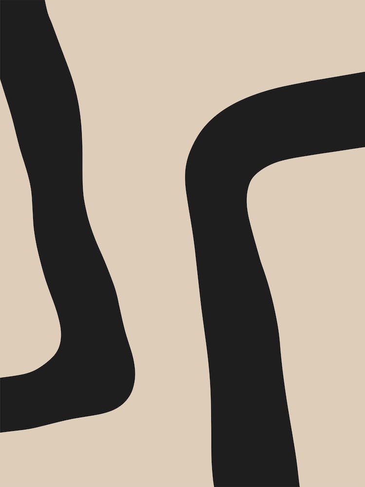 Beige & Black 2 Abstract Lines