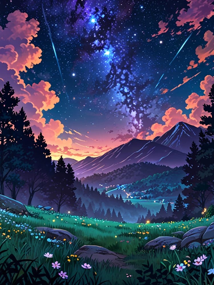 Night Sky Anime City At Night aesthetic