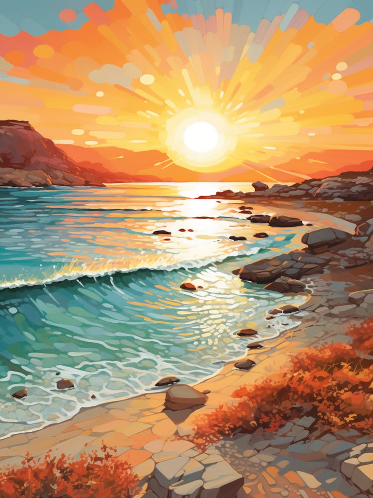 A Vibrant Painting Of Elafonisi Beach Crete Greece 1