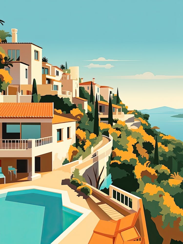 Costa Del Sol, Spain, Flat Illustration 4