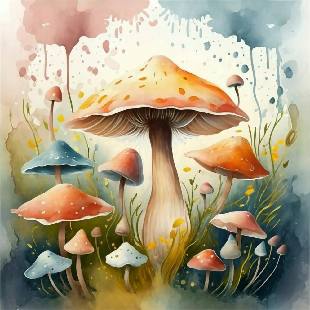 Watercolor Mushroom Painting