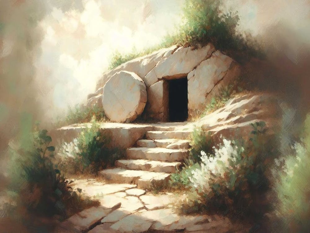 The Tomb Is Empty, Easter Christian Painting, Easter Art, Jesus Christ Is Risen, He Is Risen Art, Bible Prints, Jesus Print, Christian Print