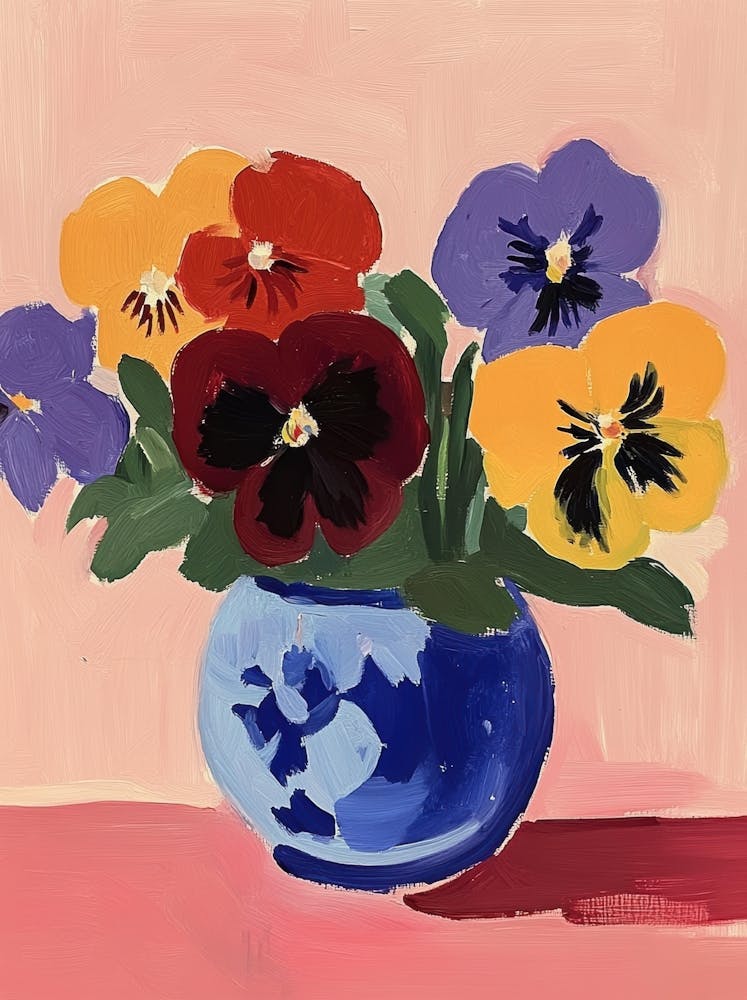 Pansies In A Blue Vase 2