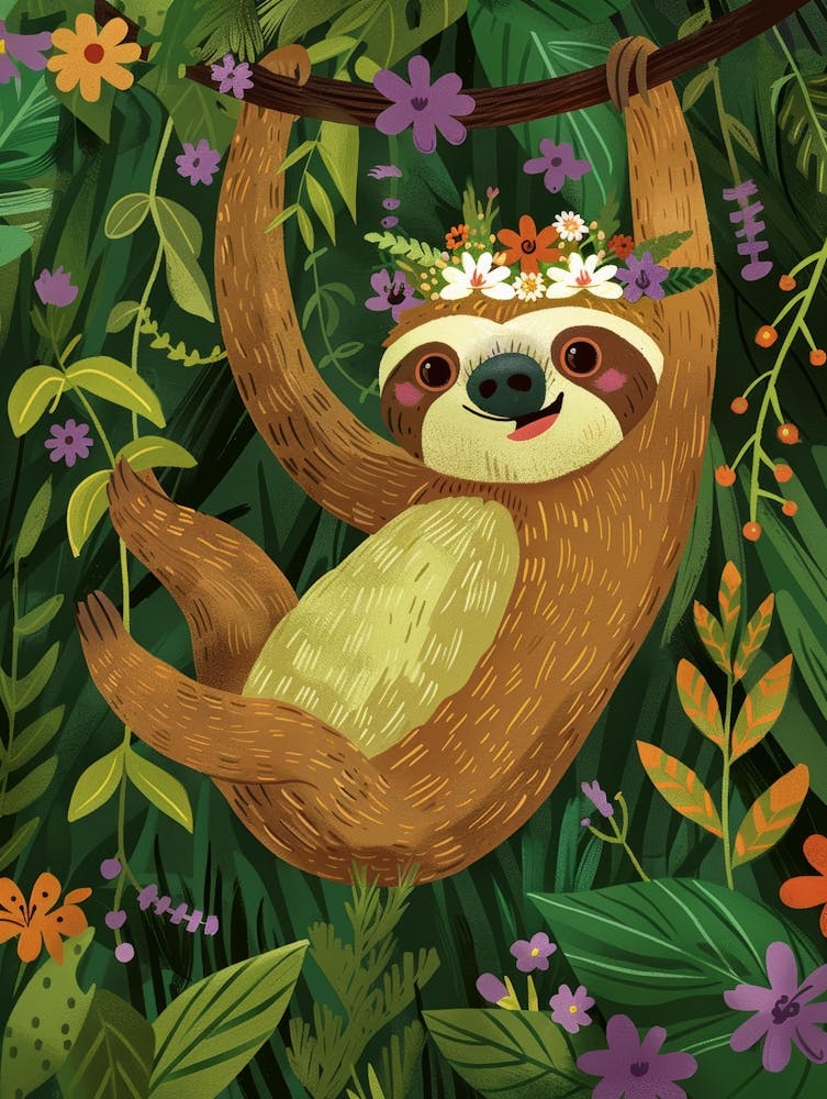 Cute Sloth In The Jungle
