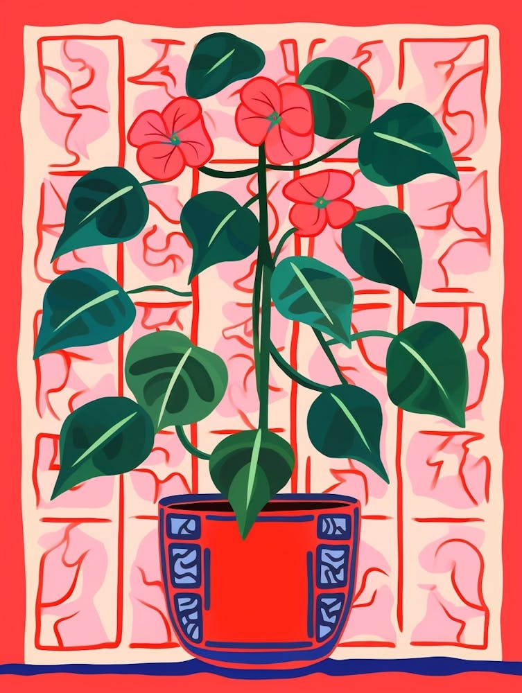 Pink And Red Plant Illustration Hoya 3