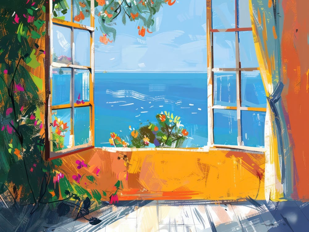 Malibu From The Window View Painting 2