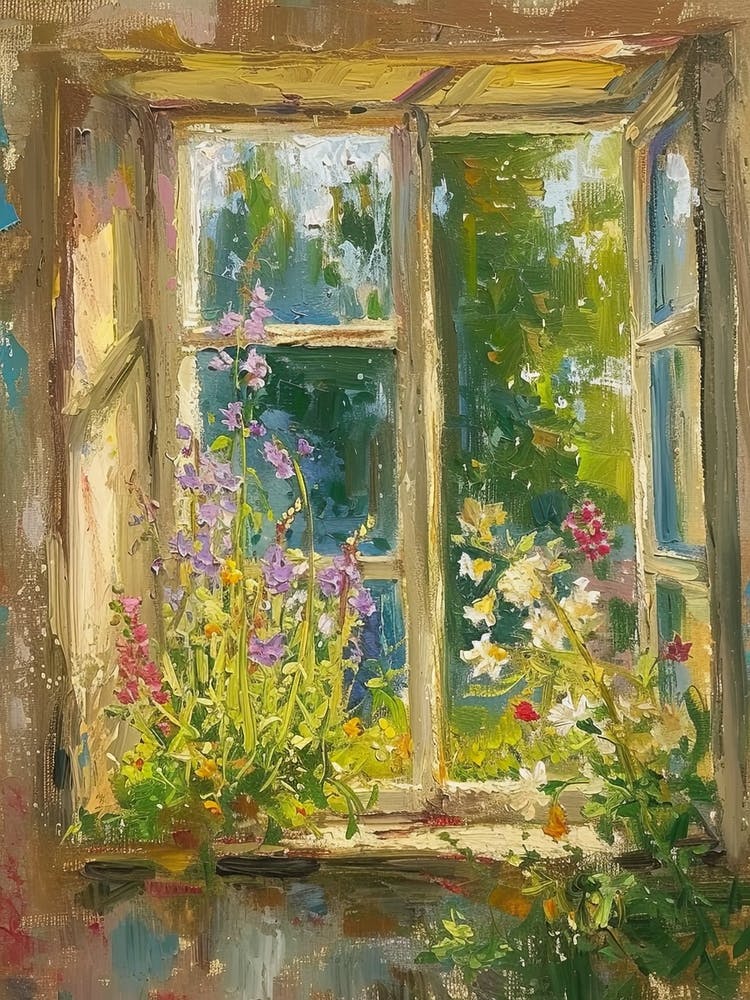 Bluebell Flowers On A Cottage Window 3