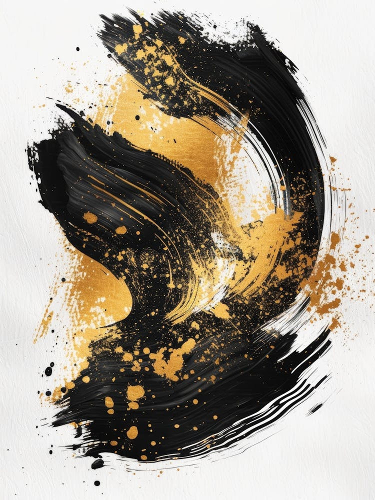 Gold And Black Abstract Painting 49