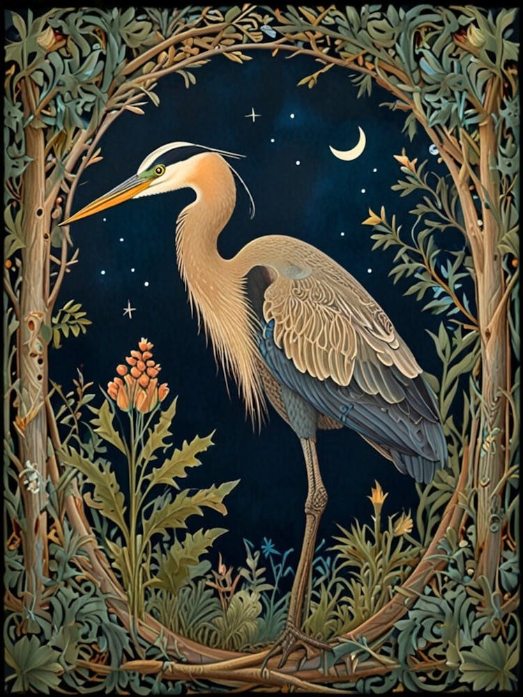 William Morris Heron At Night 1