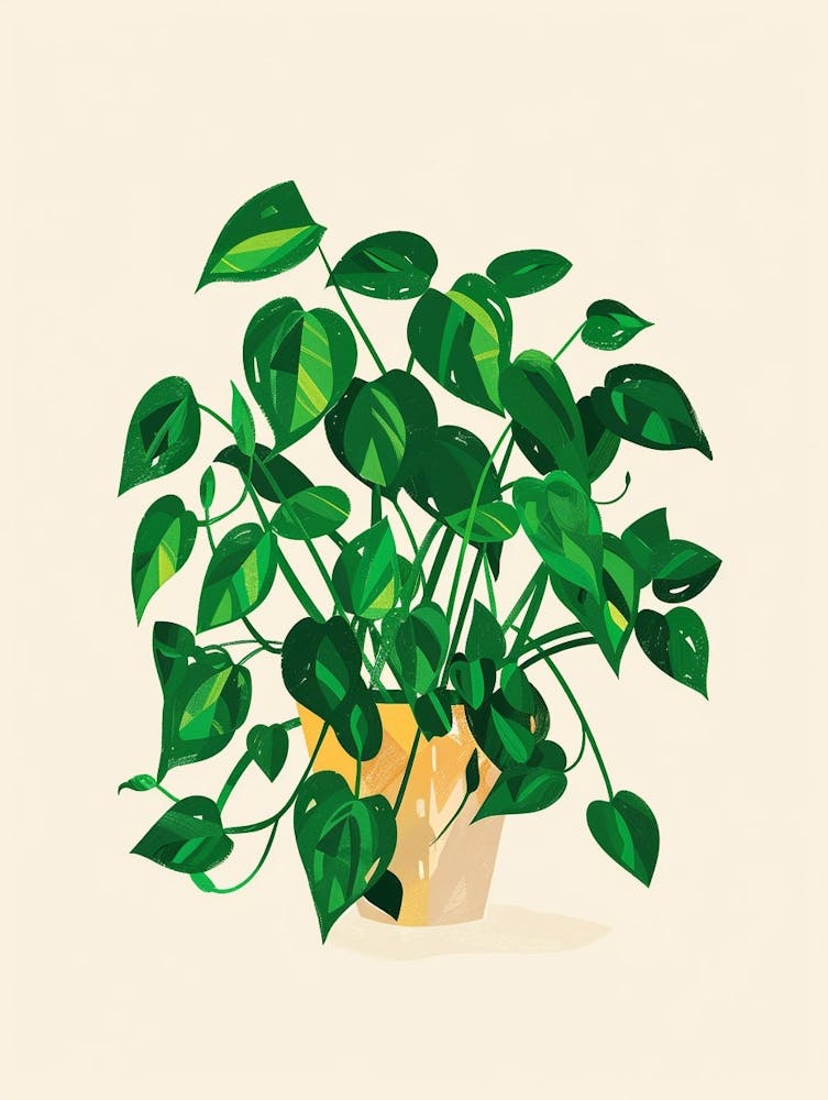 Pothos Plant Minimalist Illustration 8