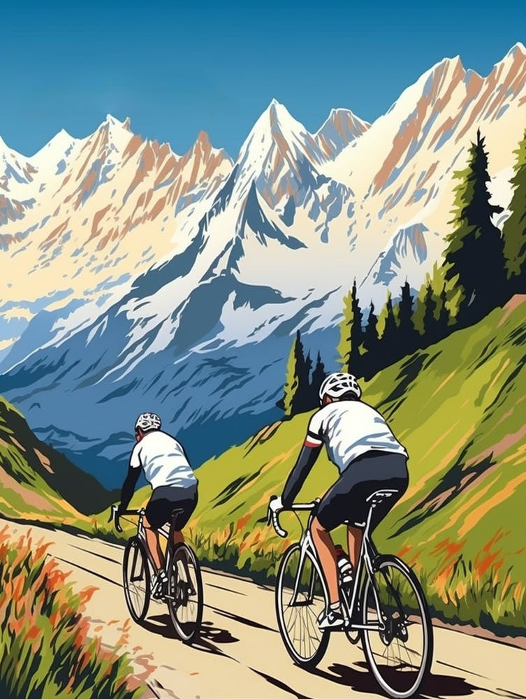 Tour De Mont Blanc France 7 Vintage Reiseillustration