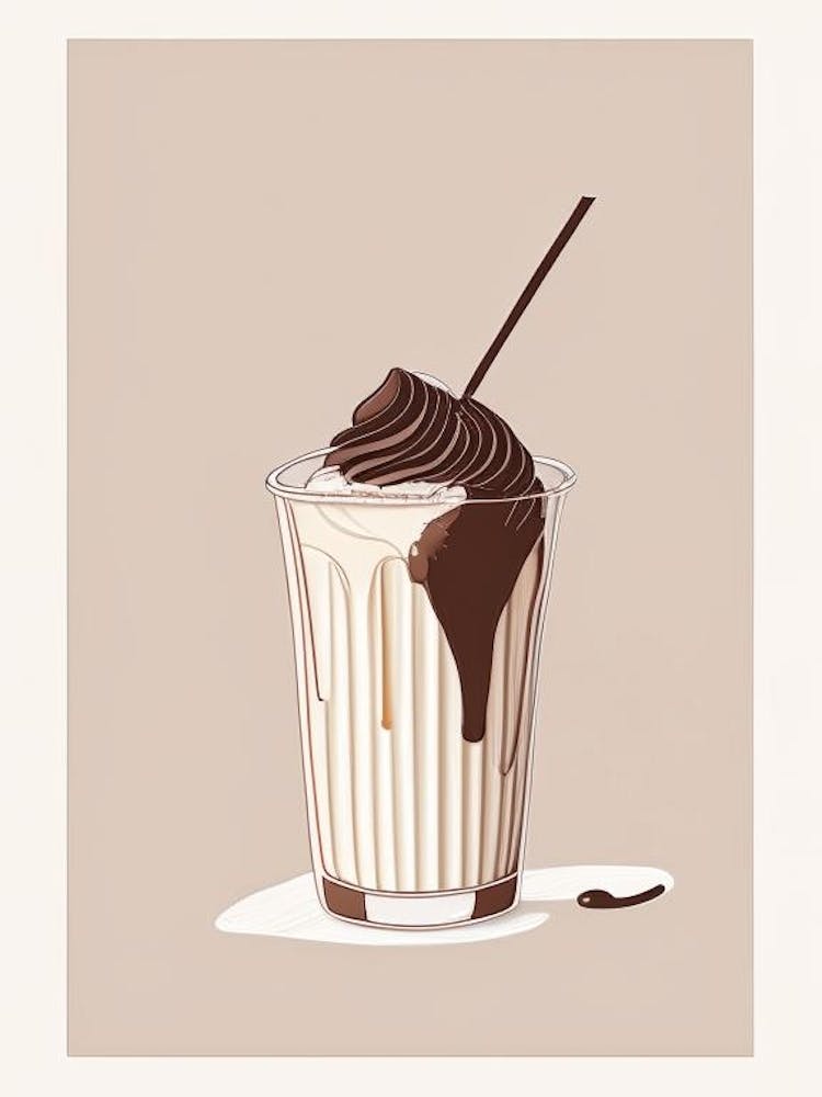 Chocolate Milkshake Dairy Food Minimal Line Drawing
