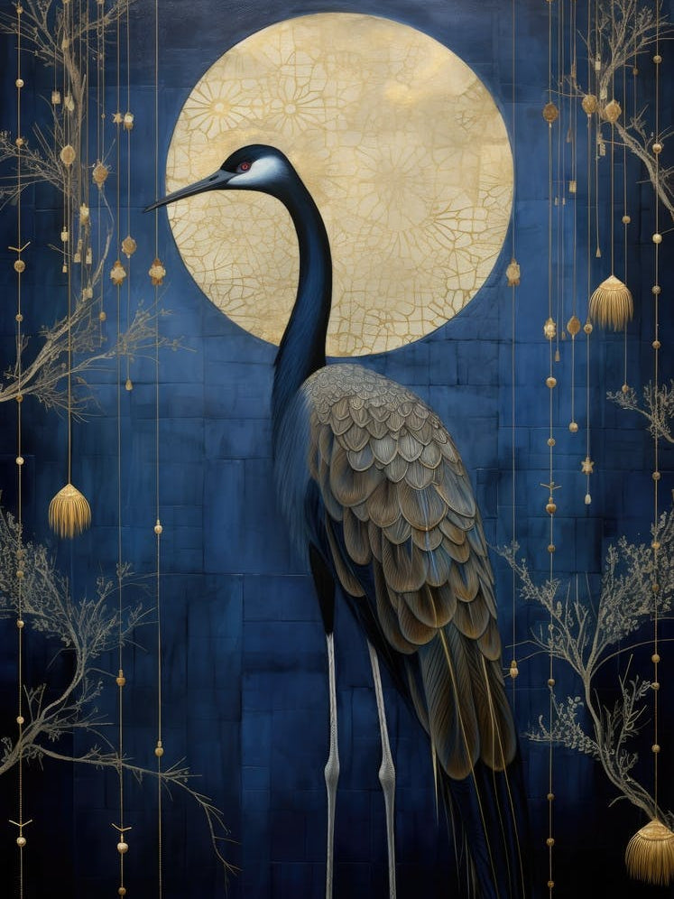Crane At The Moon