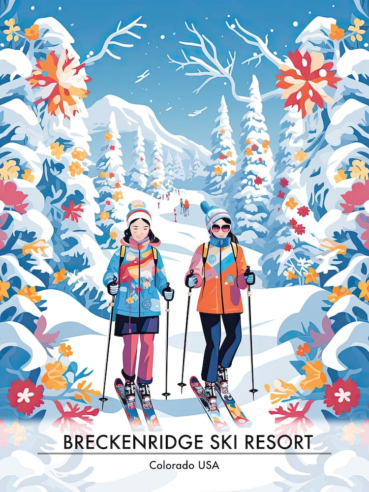 Breckenridge Ski Resort   Colorado Usa, Ski Resort Poster Illustration 1