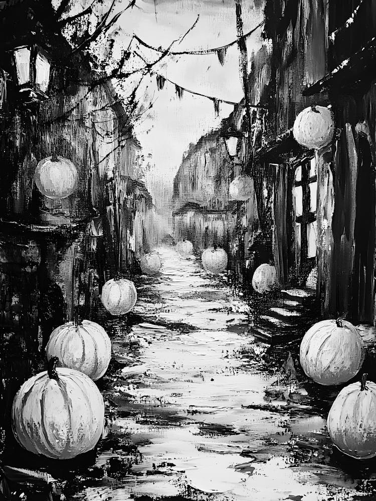 Black And White Pumpkin Alley