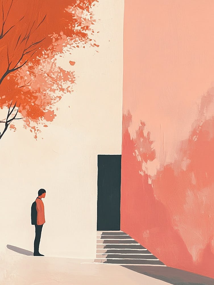 Man In Front Of A Door