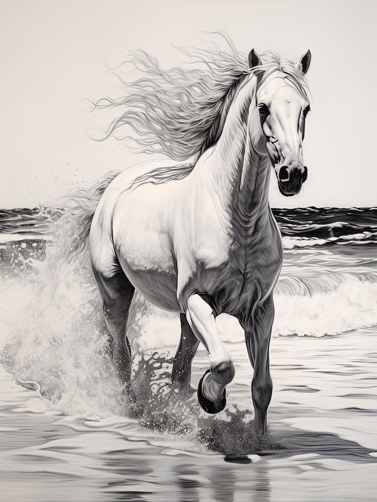 A Horse Oil Painting In Flamenco Beach, Puerto Rico, Portrait 2