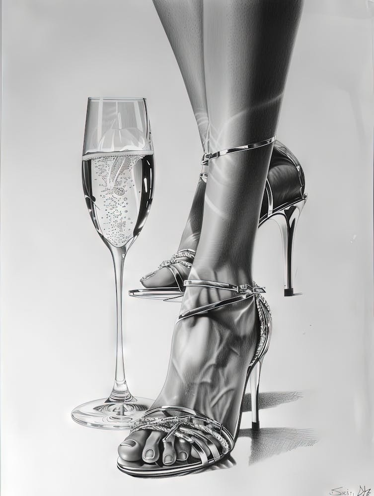 High Heels And A Glass Of Wine